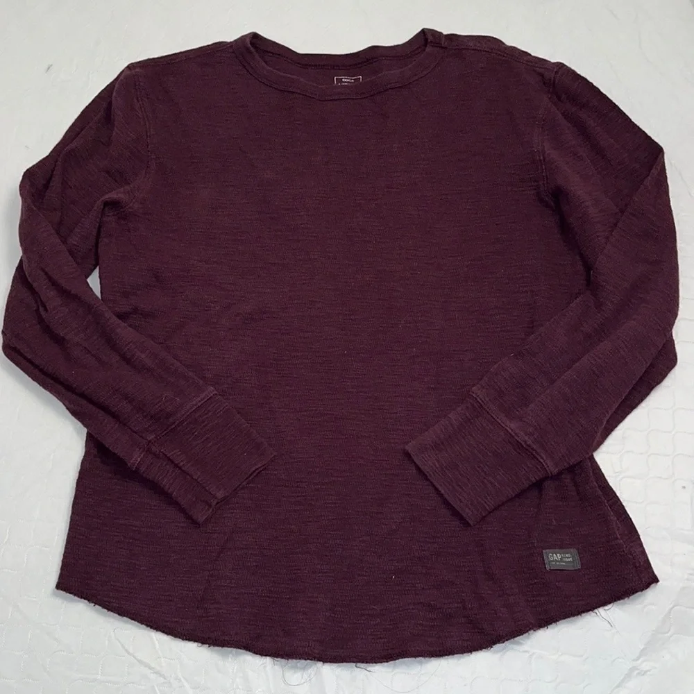 Gap plum crew neck waffle knit thermal long sleeve shirt XL